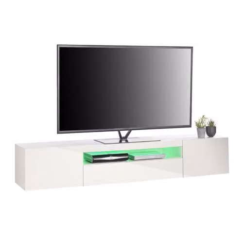Moderna White Gloss TV Stand Cabinet W: 200 cm, H: 36.5 cm, D: 40 cm