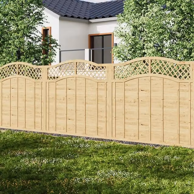 Lifeideas Glazed Wooden Garden Fence Panel, Yellow, Height: 150 cm