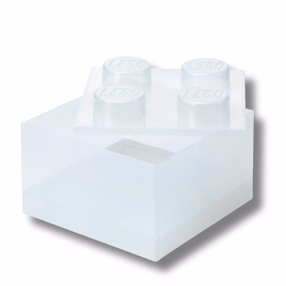 LEGO 4 Brick Storage Boxes in White and Transparent Plastic