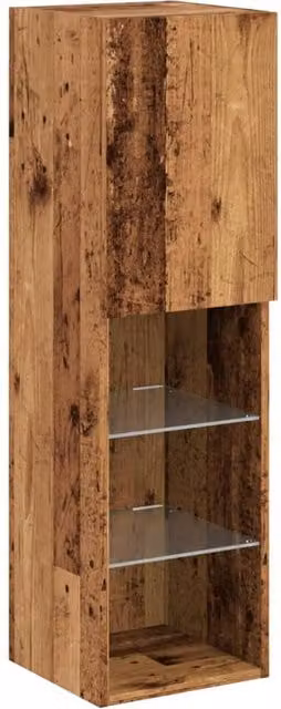 Berkfield Home TV Cabinet with LED Lights in Old Wood Brown, W/D/H: 30.5 x 30 x 102 cm – 1