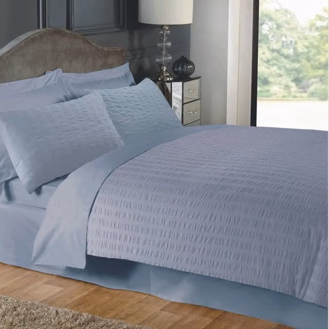 Harwood Textiles Limited Grey Seersucker Cotton and Polyester Duvet Set