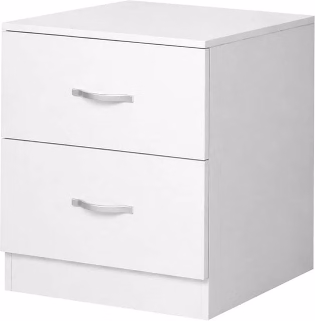 Nordara White Modern Bedside Table with 2 Drawers, W/H: 100 x 15 cm