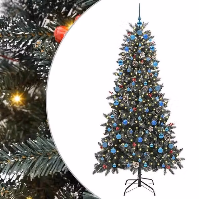 Berkfield Home Artificial Christmas Tree in Green with Stand, W/D/H: 114 x 114 x 210 cm – 1