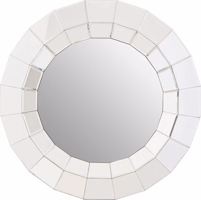 Orsina Puzzle Round Geometric Wall Mirror in Silver