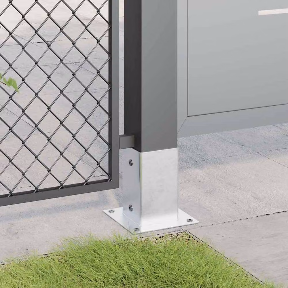 Berkfield Home Square Post Bases, 4 Pack, Silver Galvanised Steel, 91 x 91 mm – 2