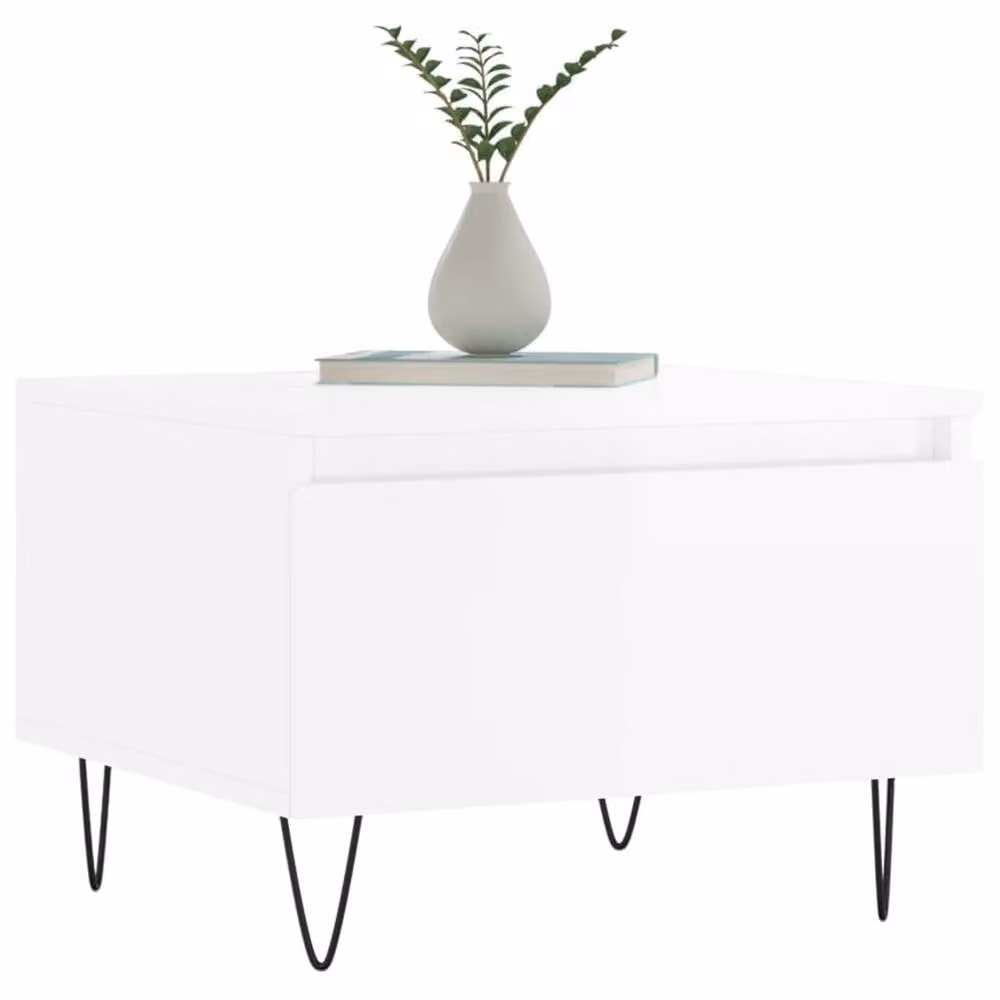 Berkfield Home Set of 2 Modern High Gloss White Nested Coffee Tables, W/D/H: 50 x 46 x 35 cm – 2