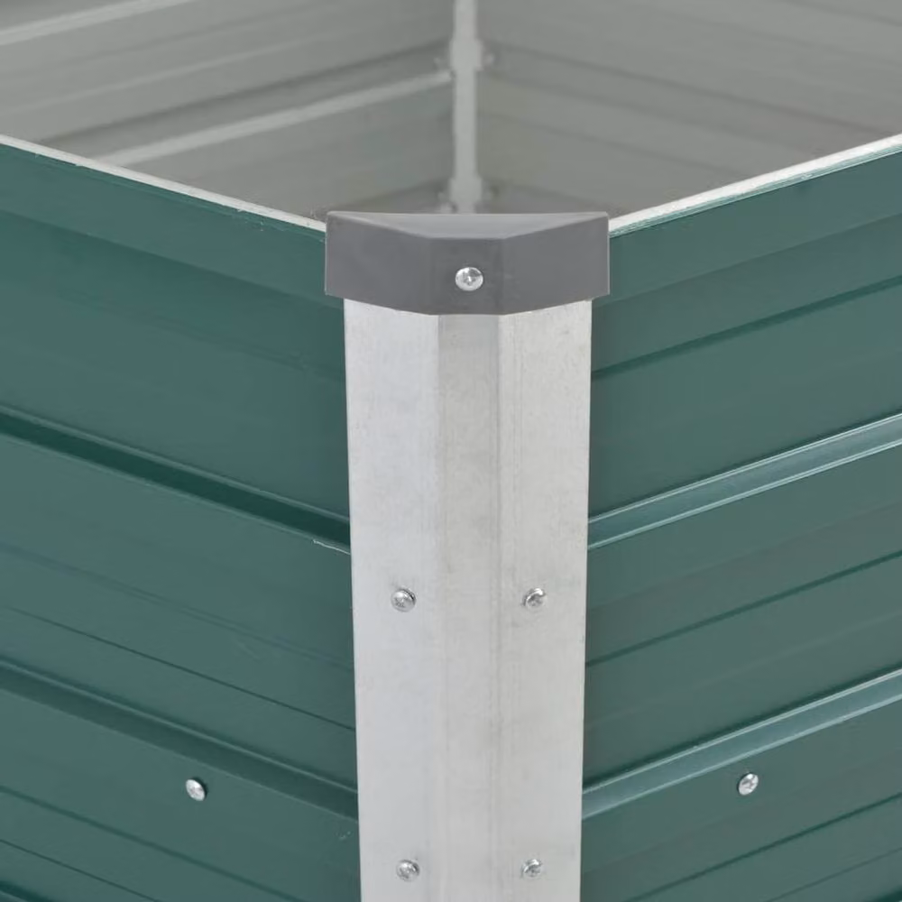 Berkfield Home Garden Green Galvanised Steel Raised Bed W/D/H: 129 x 129 x 77 cm – 5