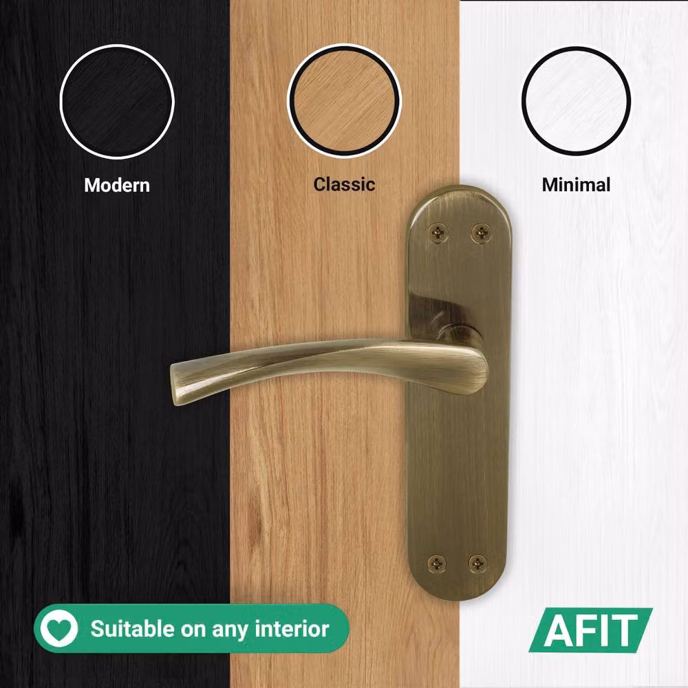 AFIT Antique Brass Twist Door Handle Latch and Hinges Set in Bronze, 6 Pairs, 150 x 150 mm – 6