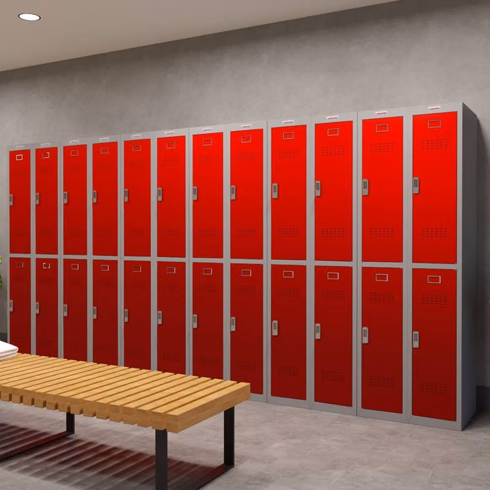 Phoenix Safe Company PL1230GRE Personal Locker in Grey and Red with Electronic Locks, H 180 cm x W 40 cm x D 40 cm – 3