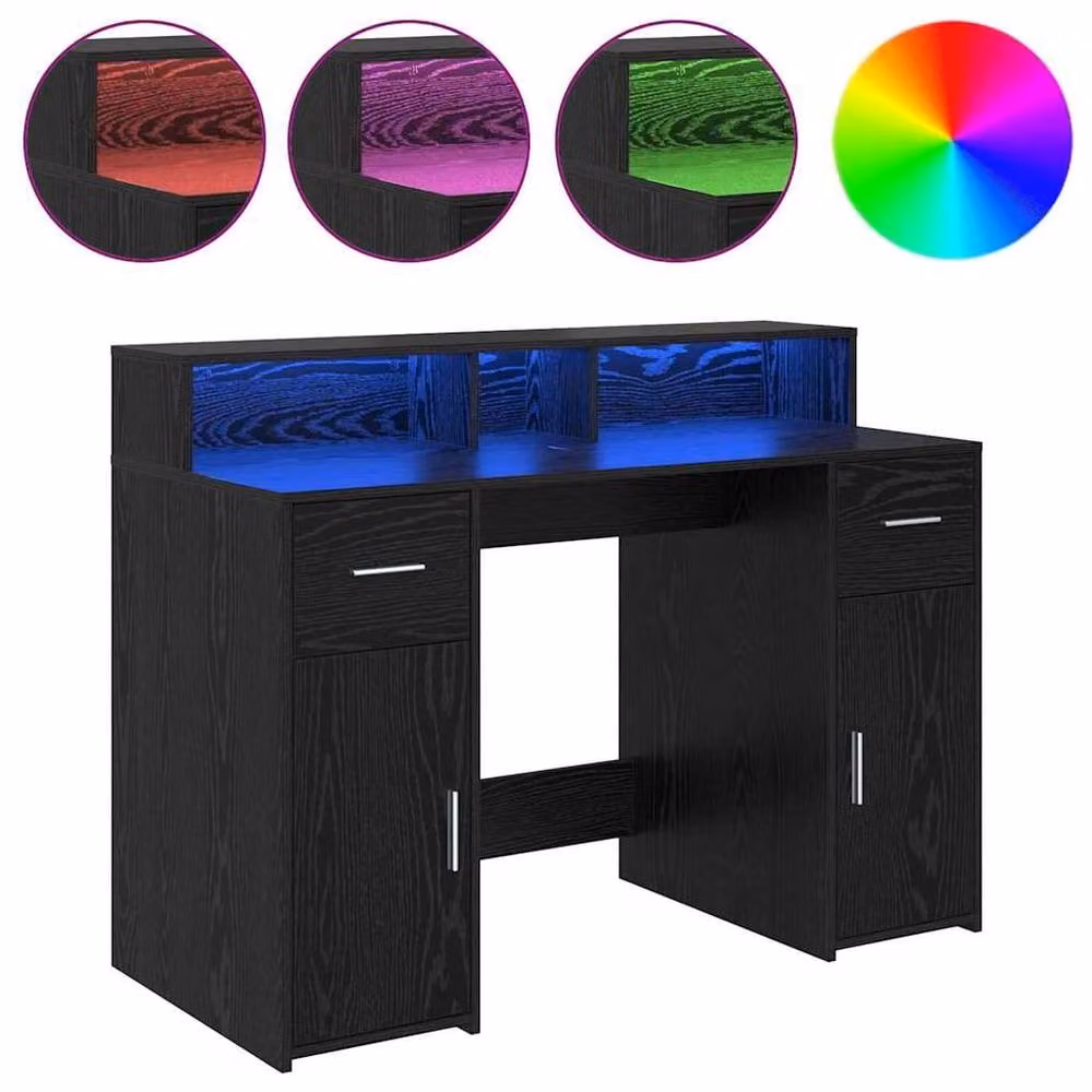 Berkfield Home Modern Writing Desk in Black Oak, W/D/H: 120 x 55 x 91 cm – 2