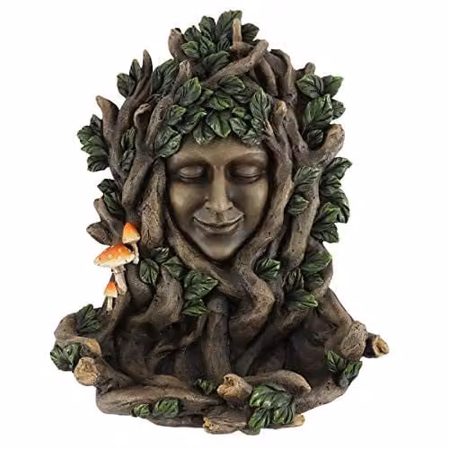 Something Different Leafy Green Goddess Resin Hanging Wall Plaque in Green and Brown, W: 28.5 cm, H: 25.0 cm – 1
