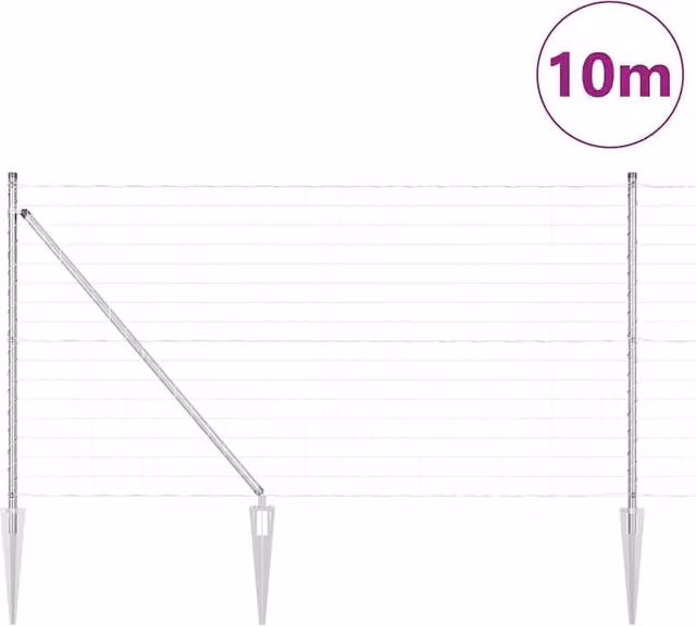 Berkfield Home Modern Euro Fence with 7 Spike Posts, Galvanised Steel, Silver, 1 x 10 m
