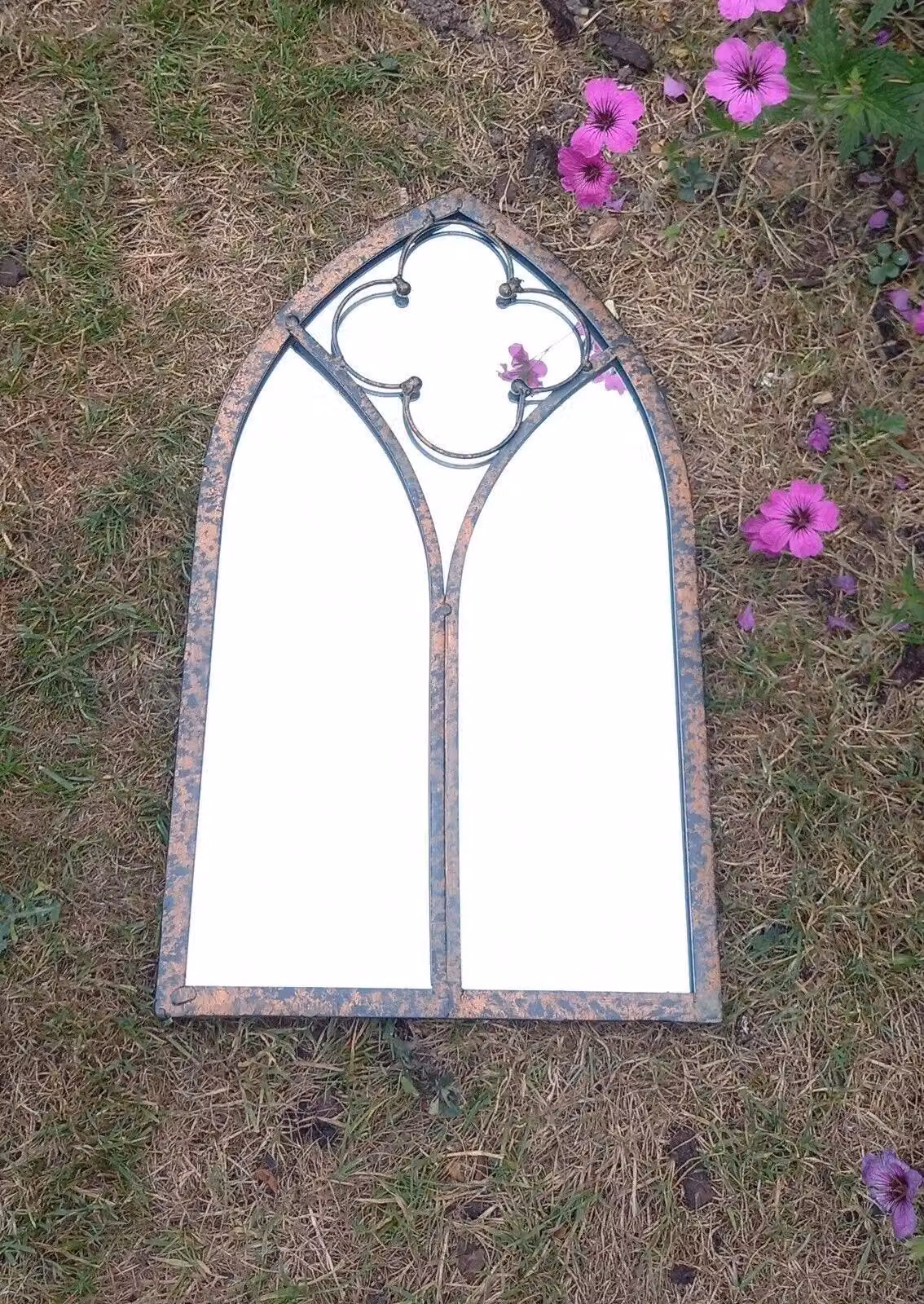 Inspirational Gifting Leavesdon Arched Window Mirror in Brown/Bronze, Height: 40 cm, Width: 24 cm, Depth: 2 cm – 2