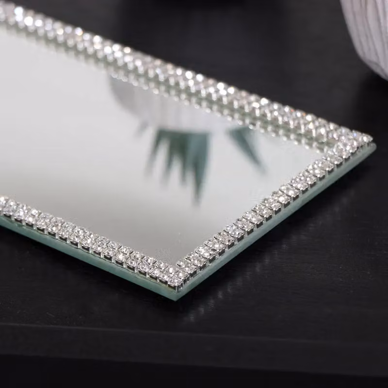 Melody Maison Rectangular Jewelled Mirrored Display Plate Tray in Silver – 2