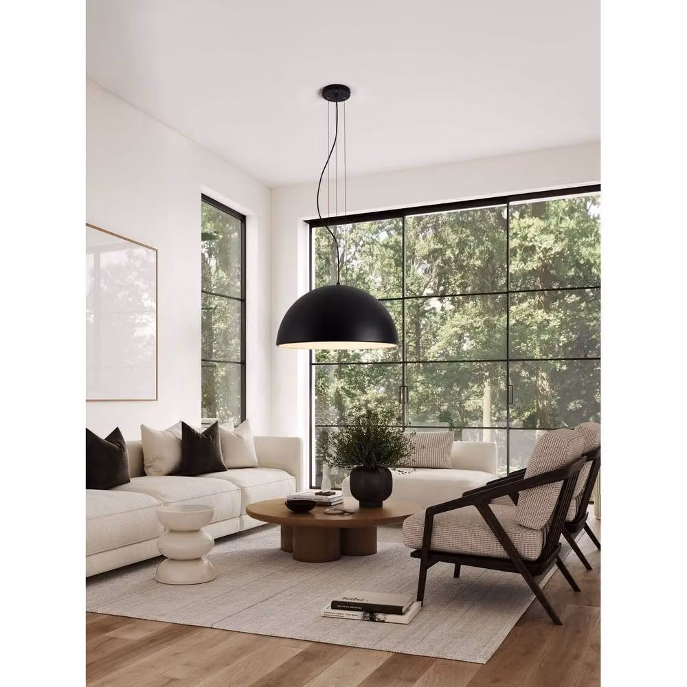 Netlighting Tholos Dome Pendant Light in Sandy Black and Matt White, Diameter: 60 cm, E27, 3x12W – 2