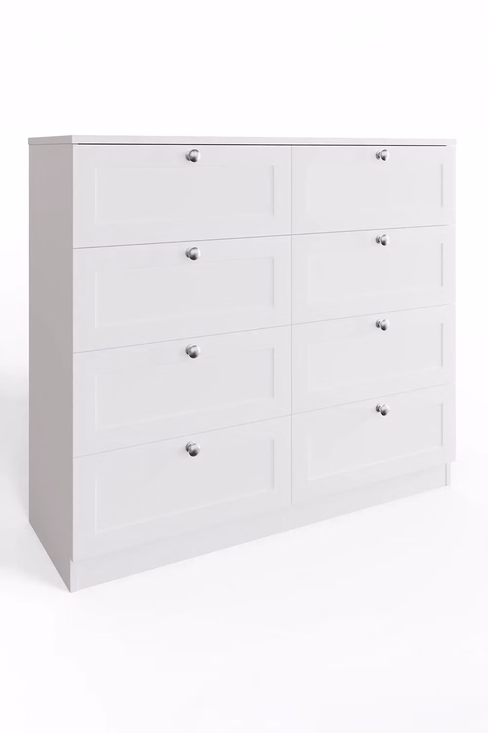 FWStyle White Panelled 8 Drawer Chest with Extra Deep Drawers, H 99 cm x W 110 cm x D 40 cm – 2