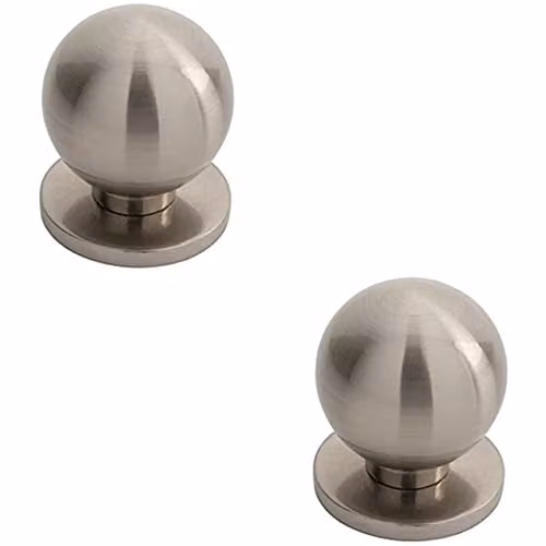 Loops 2 Pack Small Solid Ball Cupboard Door Knobs in Brushed Silver