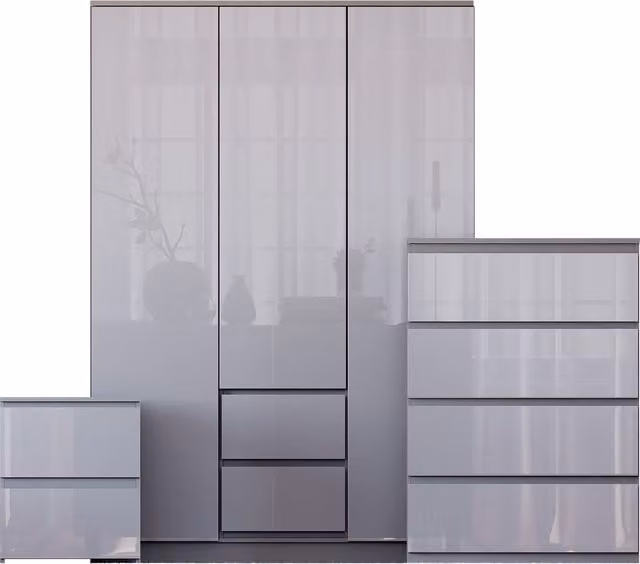 Vida Designs Glinton 3 Piece FSC Bedroom Set in Grey