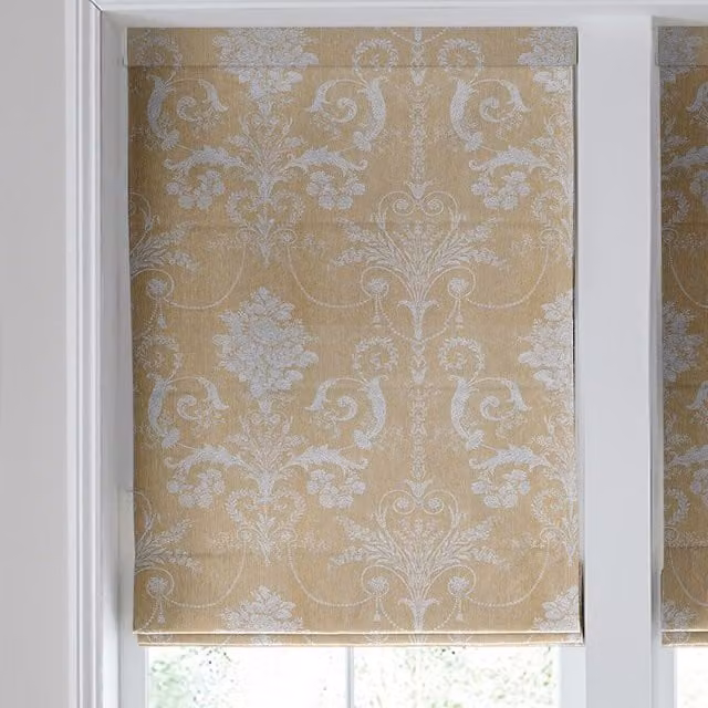Laura Ashley Josette Made to Measure Blackout Roman Blind in Gold Floral Woven Textile