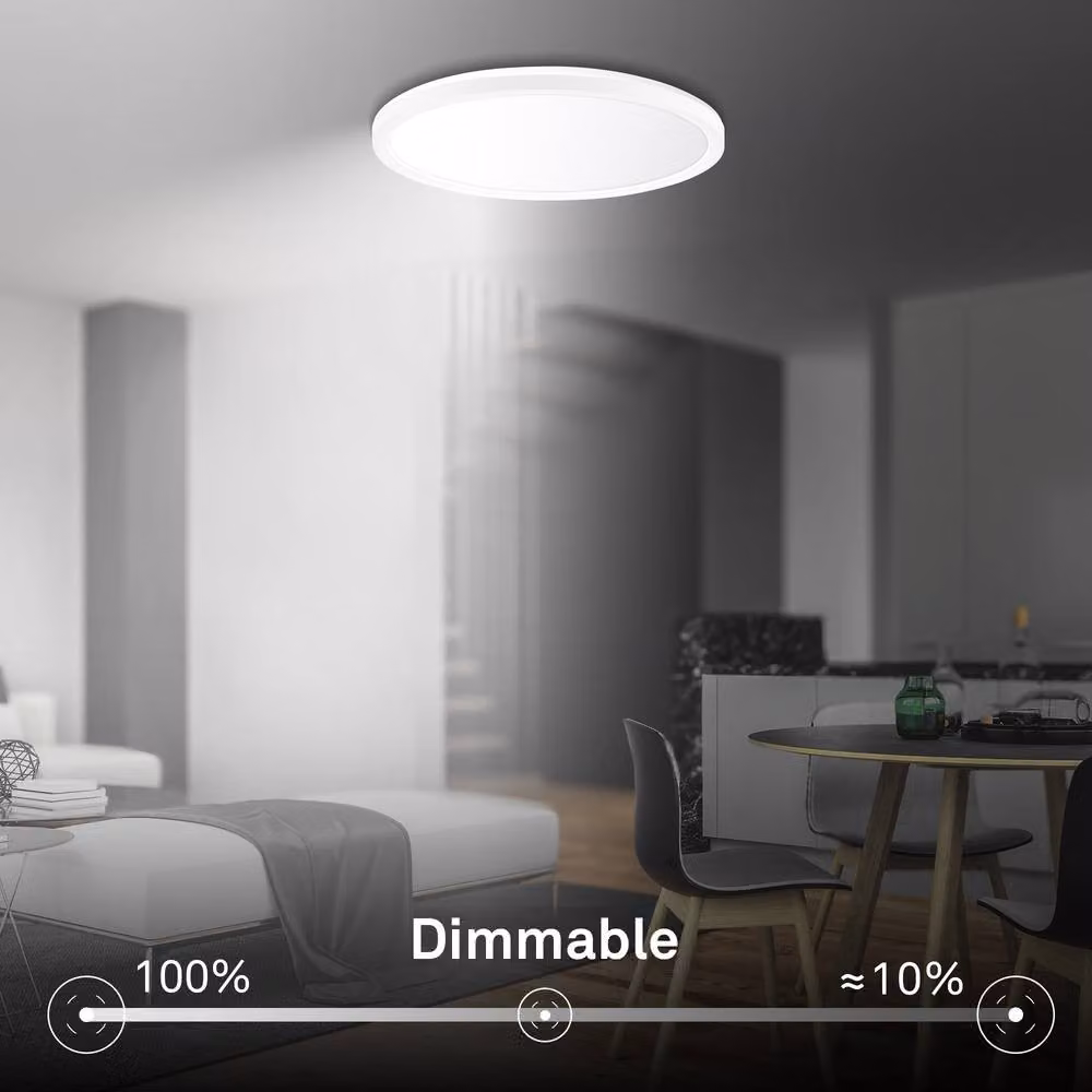 Briloner Round LED Ceiling Panel Light in White, Dimmable with Remote Control, Diameter: 29.3 cm – 2