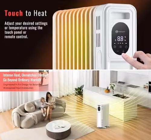 PureMate 2300W White Oil Filled Radiator with Remote Control – 5
