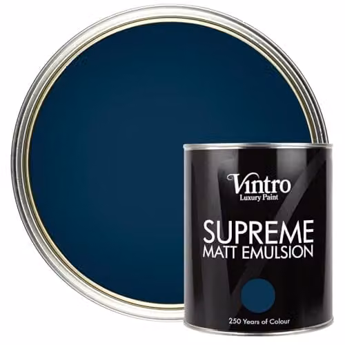 Vintro Luxury Matt Emulsion Nightfall Multi Surface Paint for Walls, Ceilings, Wood and Metal, Dark Blue, 1 l – 1