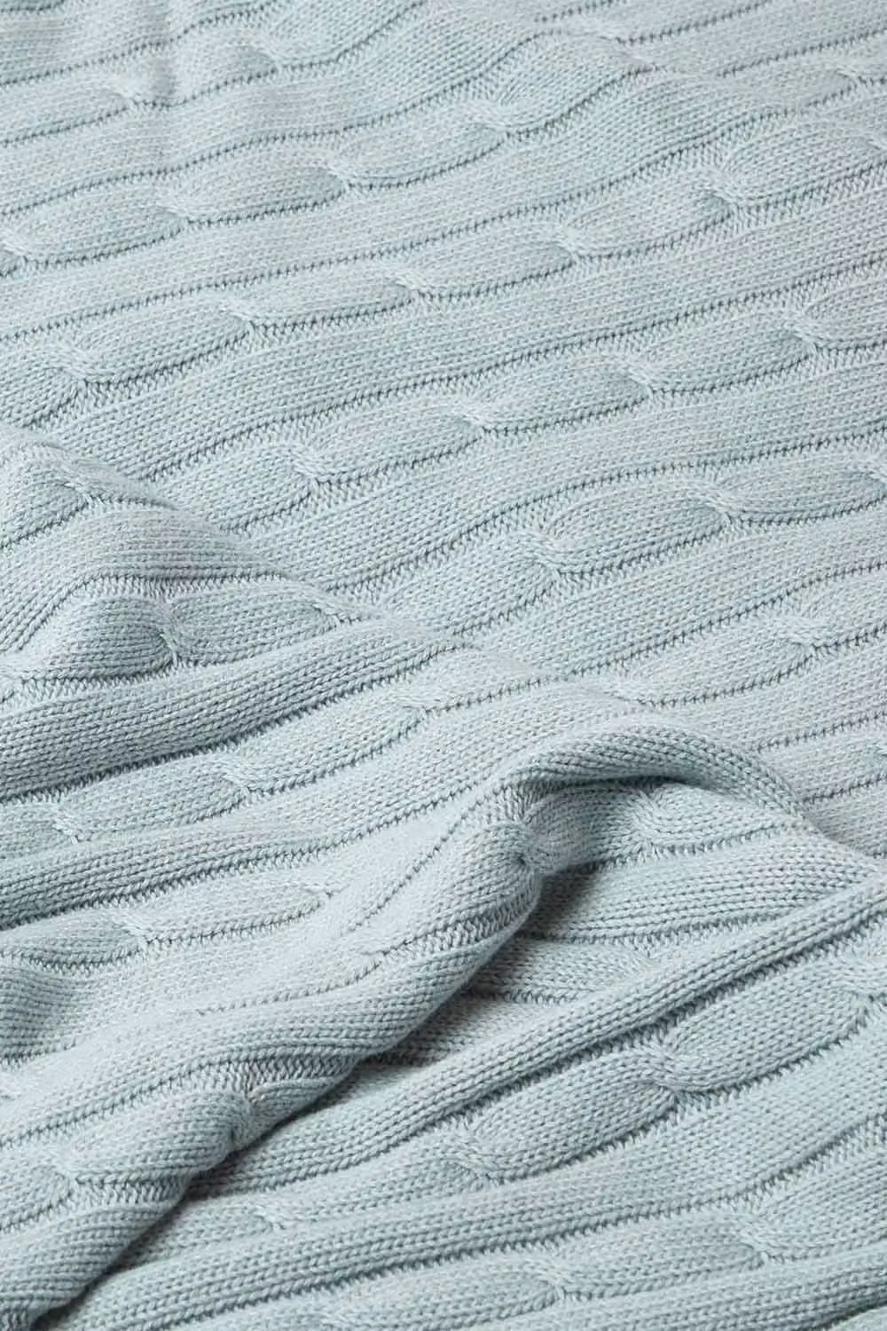 Homescapes Cotton Cable Knit Throw in Blue, W/D/H: 130 x 170 cm – 2