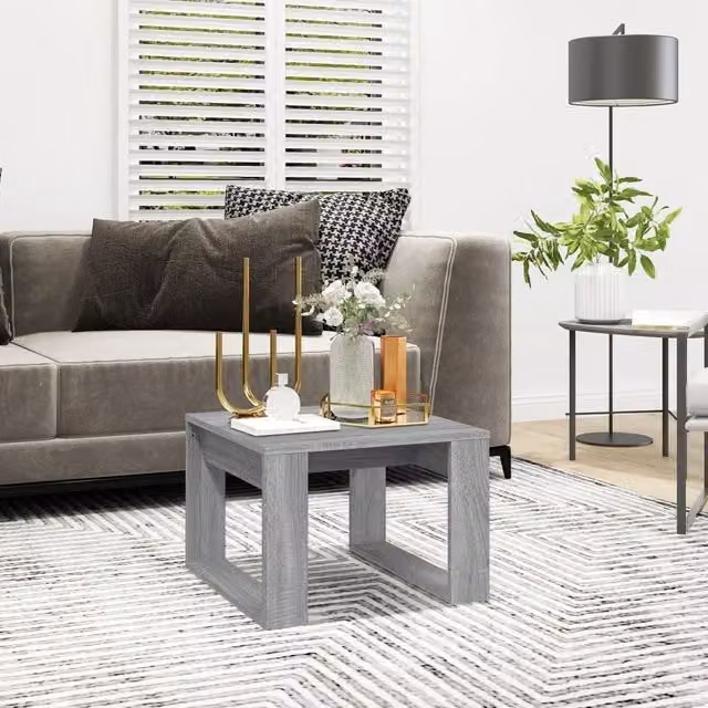 Berkfield Home Modern Square Side Table in Grey, W/D/H: 50 x 50 x 35 cm