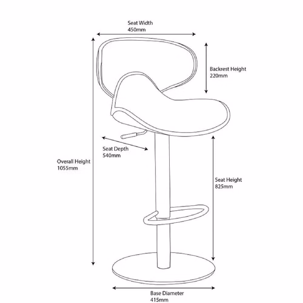 netfurniture Planet Brown Padded Synthetic Leather Kitchen Breakfast Bar Stool with Adjustable Height and Metal Frame – 3