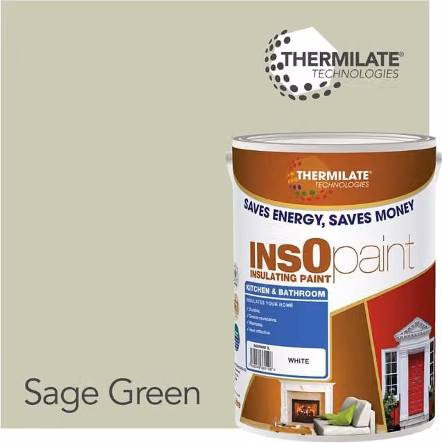 Thermilate Technologies Kitchen and Bathroom Latex Paint in Sage Green, 5 l