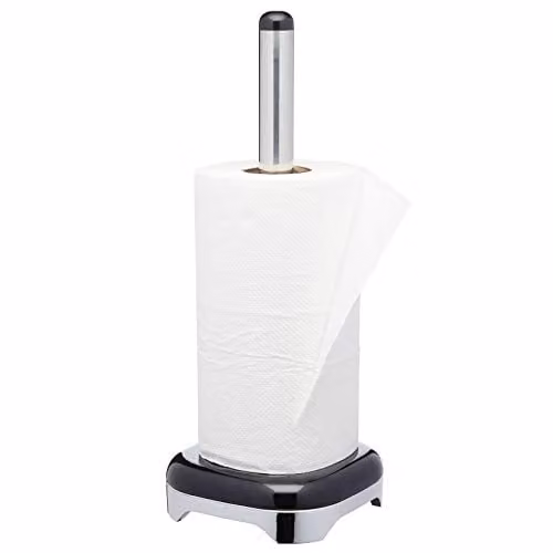 KitchenCraft Lovello Retro Metal Kitchen Roll Holder, Silver and Black