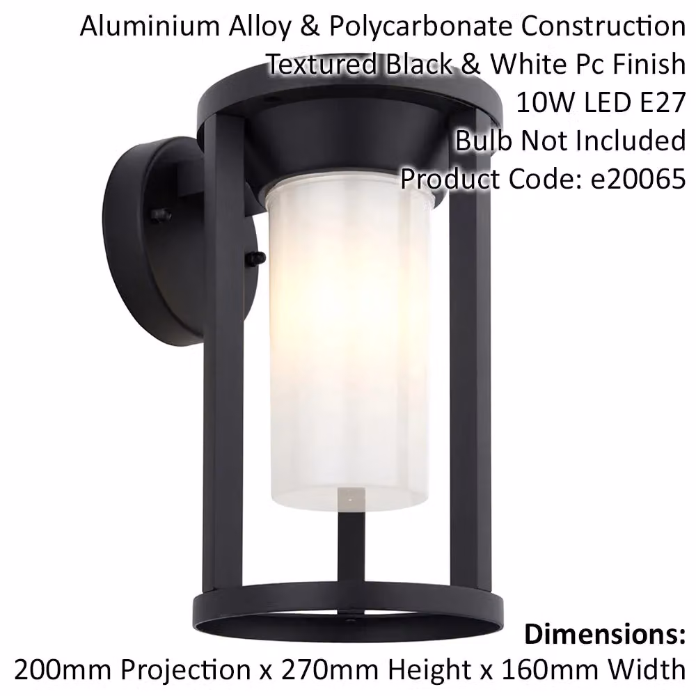 Loops Non Automatic Outdoor Wall Light in Black and White with Polycarbonate Shade – 2