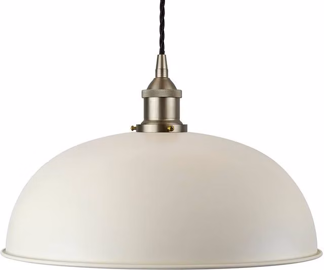SE Home Worcester Clay White Pendant Light with Brushed Chrome and Black Twisted Details