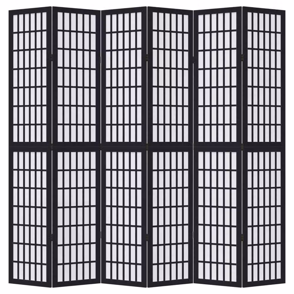 Berkfield Home 6 Panel Black Solid Paulownia Wood Room Divider – 2