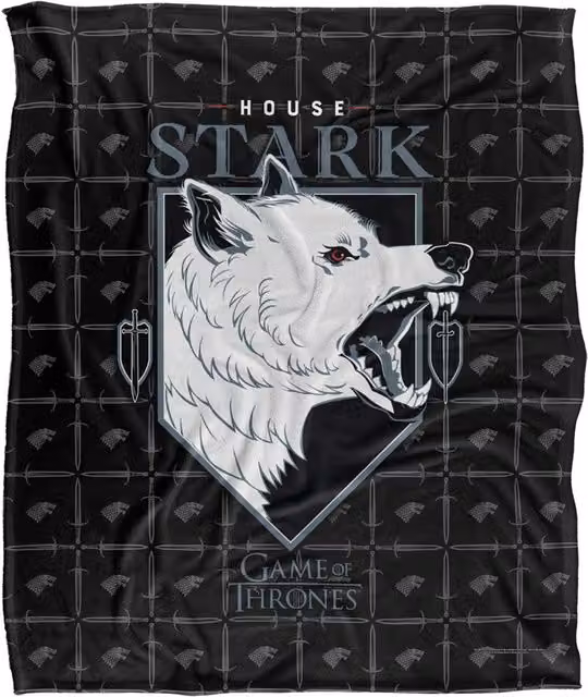 LOGOVISION Game of Thrones House Stark Silky Touch Super Soft Fleece Throw Blanket, White, W: 152 cm, D: 127 cm – 6
