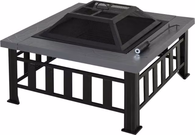 Chilli Seating Maze Metal Large Outdoor Square Fire Pit Brazier - Grey
