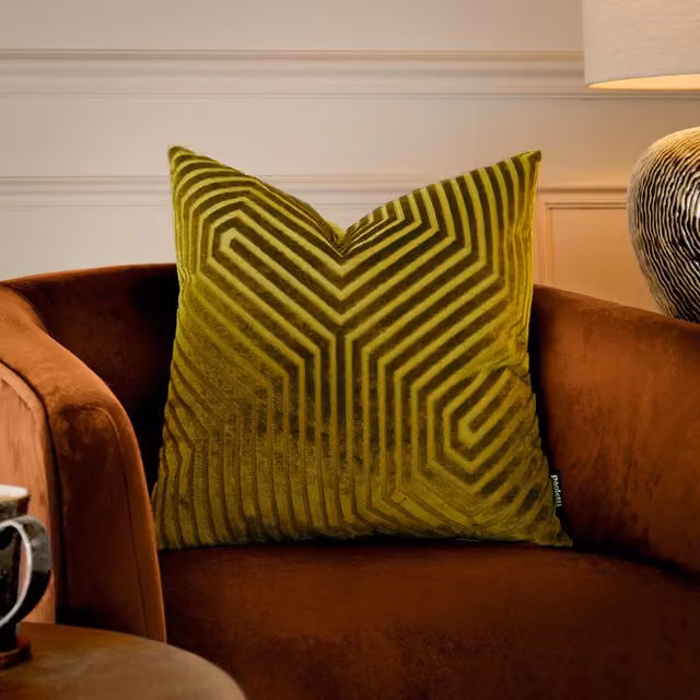 Paoletti Evoke Square Velvet Cushion in Green, W/D/H: 45 x 45 x 45 cm