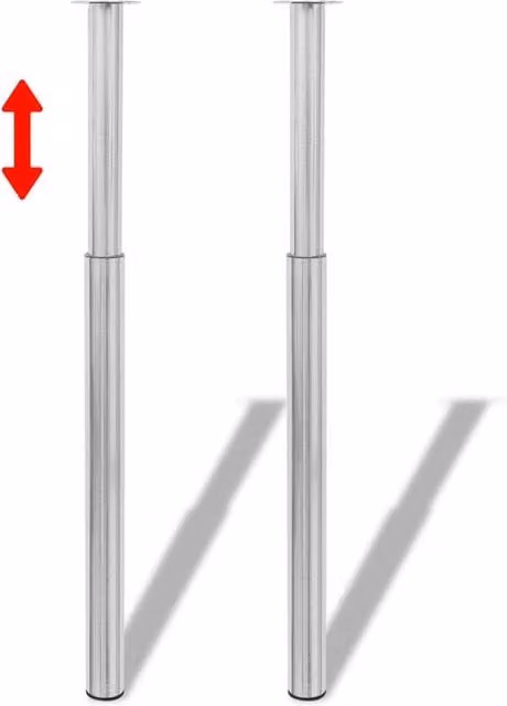 Berkfield Home Telescopic Table Legs, 4 Piece Set, Brushed Nickel Silver, Height: 710 mm - 1100 mm