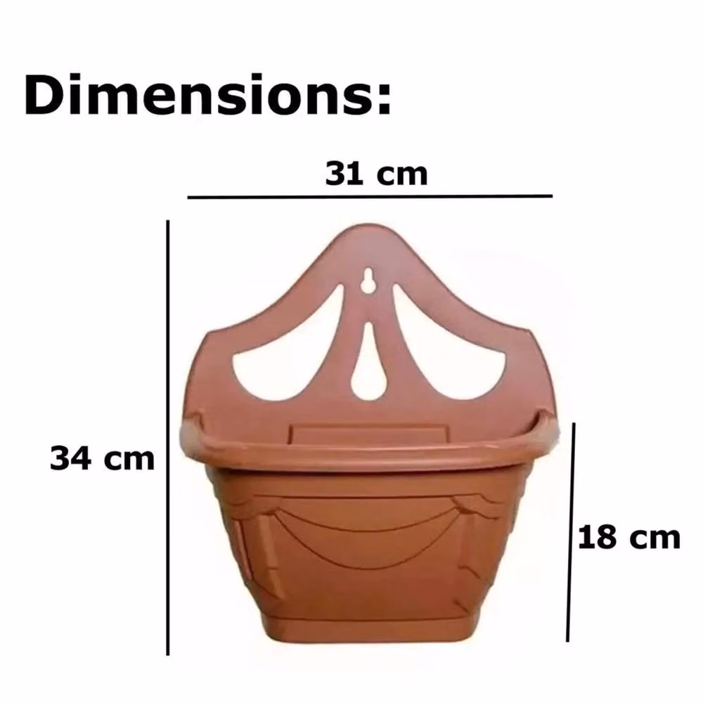 VOGREX Venetian Style Terracotta Hanging Flower Pot Set, 6x Brown Wall Planters, 31 cm – 2