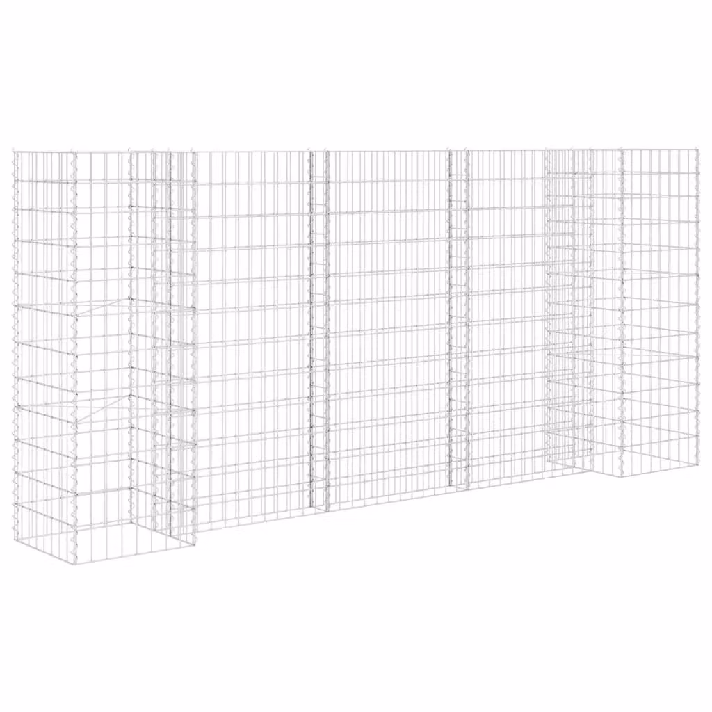 Berkfield Home H-Shaped Steel Wire Gabion Planter and Raised Bed in Silver, W/D/H: 260 x 40 x 120 cm – 2