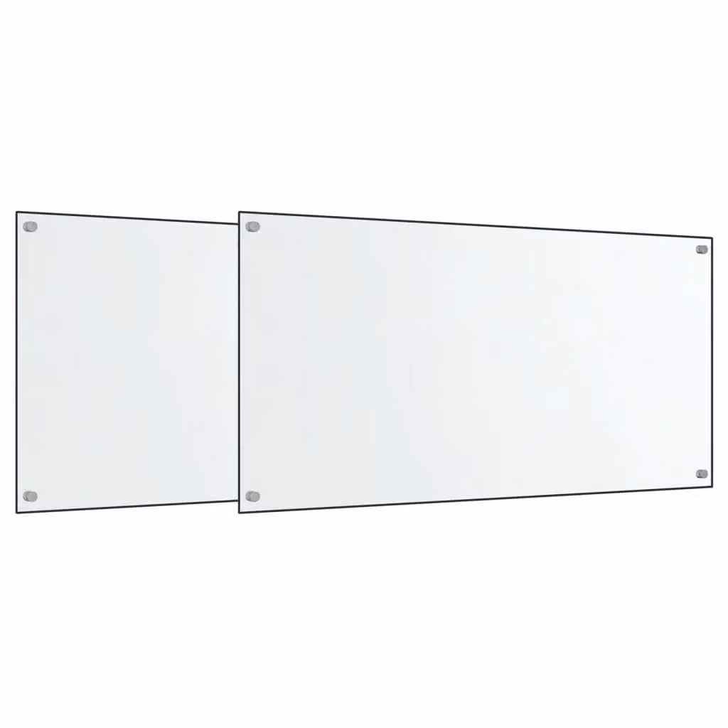 Berkfield Home Kitchen Backsplash, 2 Pack Transparent Black Tempered Glass, W: 80 cm, H: 50 cm