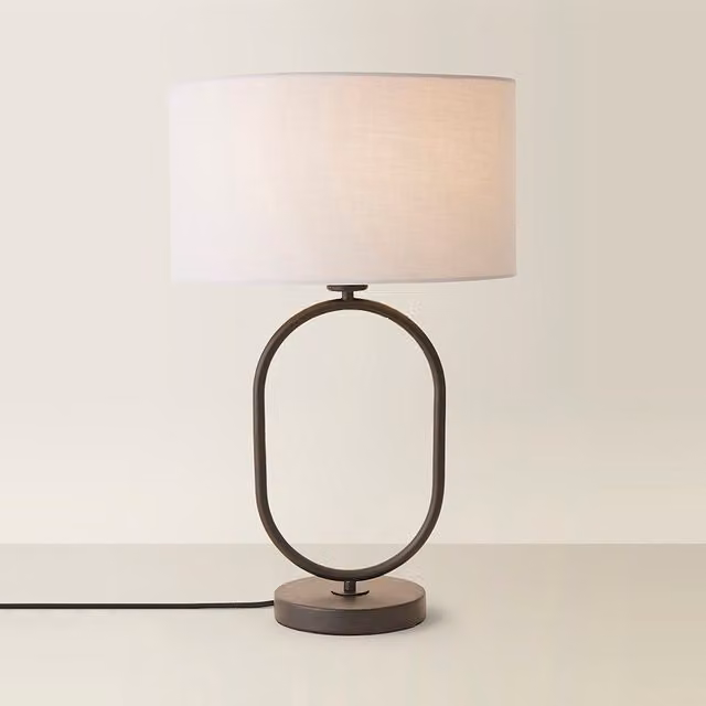 ValueLights Antonia Art Deco Table Lamp with Grey Fabric Drum Shade