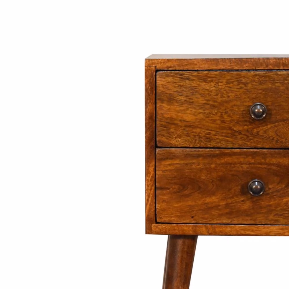 Wyld Haus Olbia Mini 2 Drawer Bedside Table in Brown Mango Wood – 3