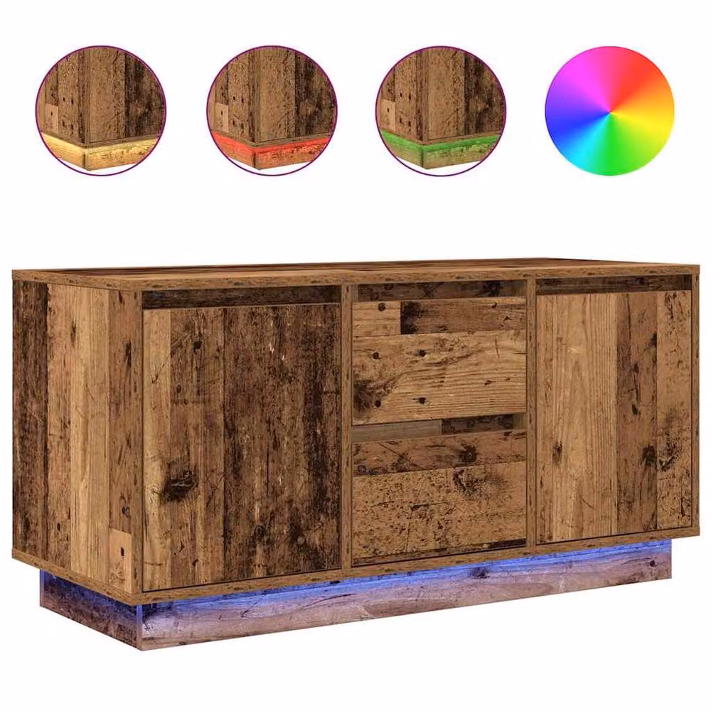 Berkfield Home TV Cabinet with LED Lights in Old Wood Brown, W/D/H: 100 x 41 x 50 cm – 3