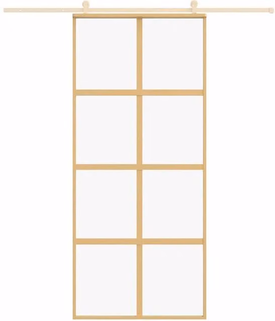 Berkfield Home Gold Sliding Door with Clear ESG Glass and Aluminium, W: 90 cm, H: 205 cm