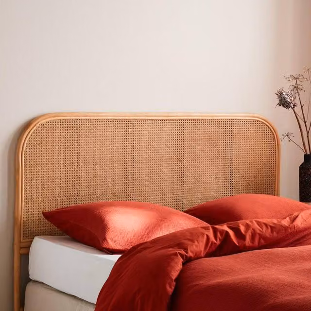 sweeek Natural Rattan Headboard for Queen Bed in Light Brown