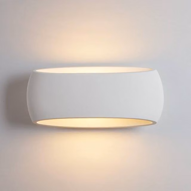 Harper Living Modern White Oval Ceramic Wall Sconce Lamp, Length: 38 cm