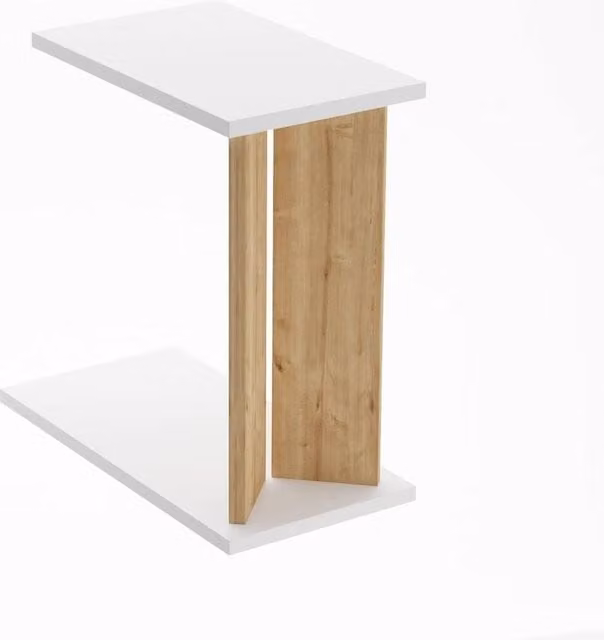 CALICOSY LUN Sofa End Table with Shelf in Light Oak