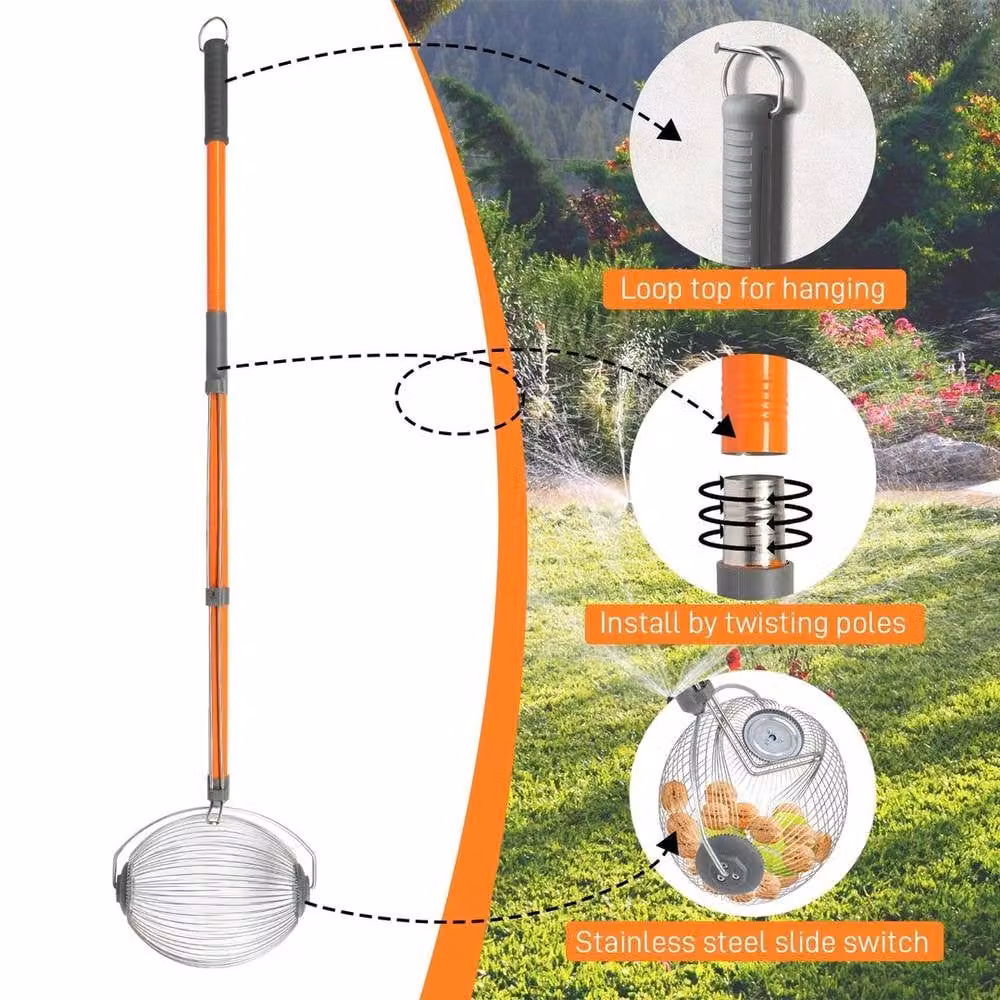 FLAVORA Telescopic Stainless Steel Garden Ball Harvester Roller in Silver – 3