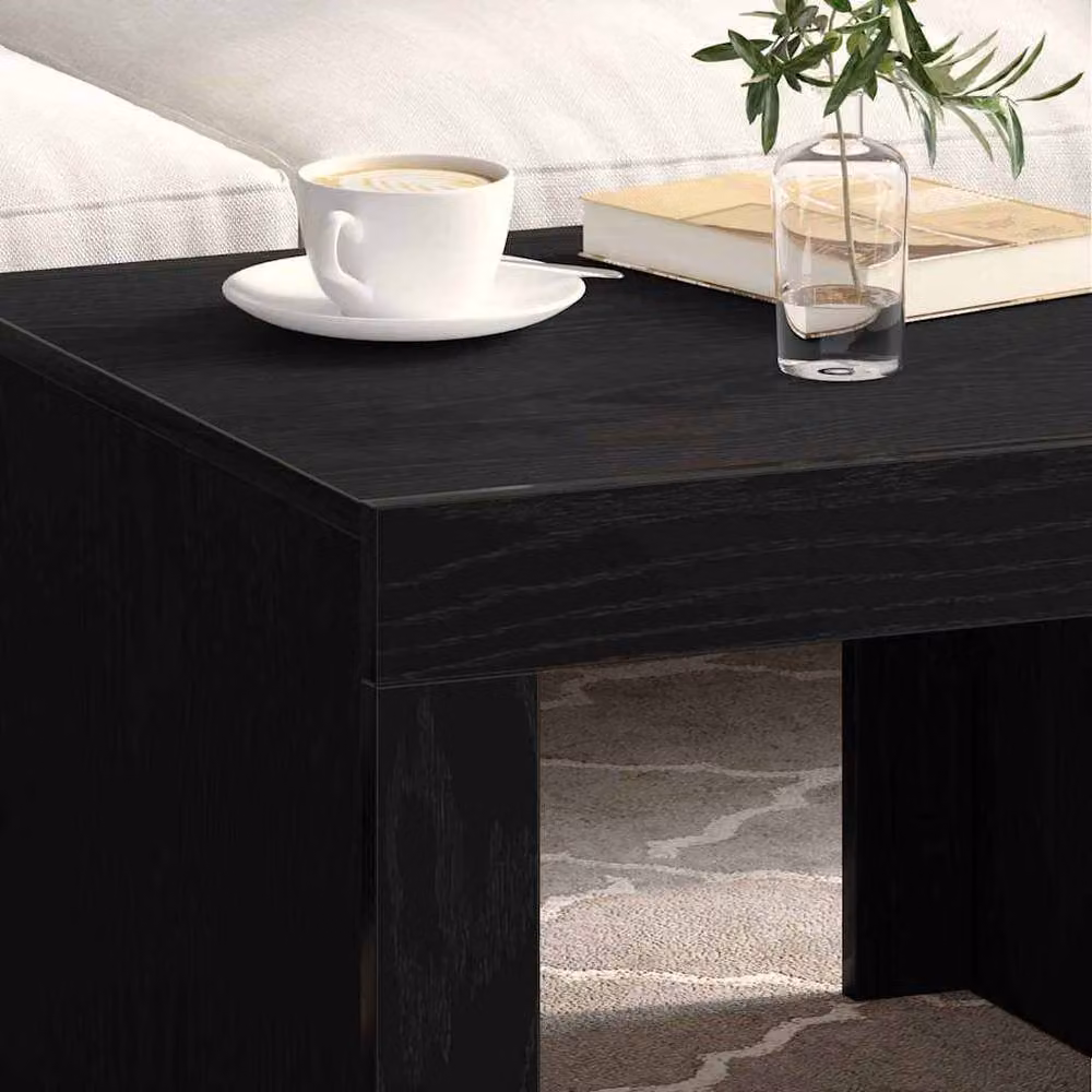Berkfield Home Modern Square Coffee Table in Black Oak, W/D/H: 50 x 50 x 35 cm – 4